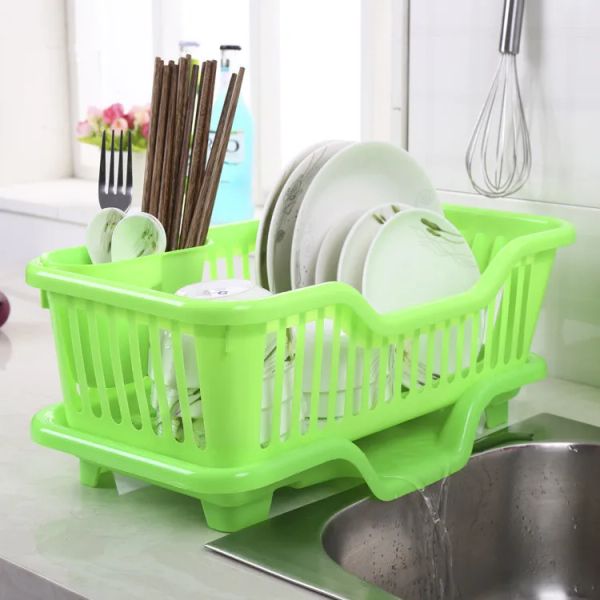 Paniers 1PC support de lavage en plastique panier grand évier de cuisine égouttoir à vaisselle organisateur bleu rose blanc vert plateau OK 0083