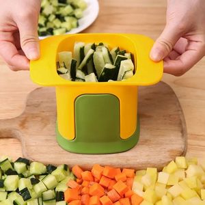 Cestas 2 en 1 Picador de verduras multifuncional Patata Papas fritas Cortador Presión de la mano Cebolla Dicer Pepino Zanahoria Slicer Herramientas de cocina