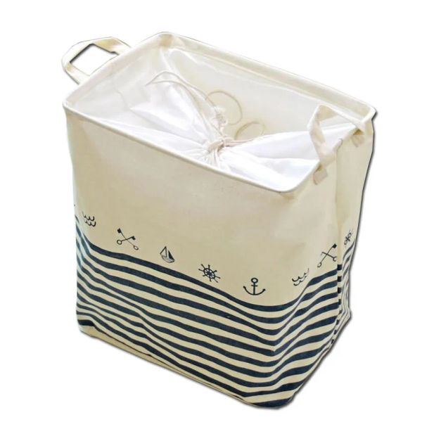 Paniers Anchor Stripe Cloth Home Decoration Laundry Hamper Vêtements Rangement Boîte de rangement Boîte de rangement pour enfants