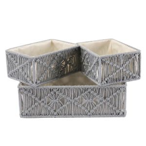 Manden Boheemse Stijl Opbergmand Katoenen Touw Geweven Macrame Opslagcontainer Diversen Cosmetische Organizer Box Thuis Tafel Decor