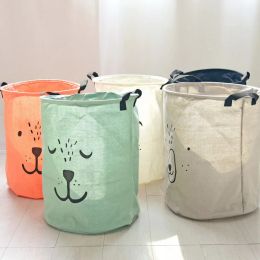 Baskets Cotton Waterproof Linen Dirty Laundry Basket For Home Foldable Organizer Bucket Clothing Children Toy Large Capacity Storage