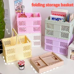 Paniers de bureau Carton de rangement de rangement pliant mini organisateur de rangement cosmétique INS kawaii paniers de rangement portables multifonctionnels1pc