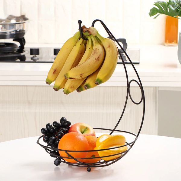 Pankets maison européenne Iron Panier de fruits forts de la maison Fashion Creative Banana Panier de rangement des fruits Drain Bureau Panier de rangement