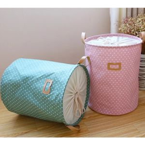 Paniers Panier à linge pliable de grande capacité, sac de rangement de jouets à pois, sac à linge avec fermeture à cordon pour seau de vêtements sales