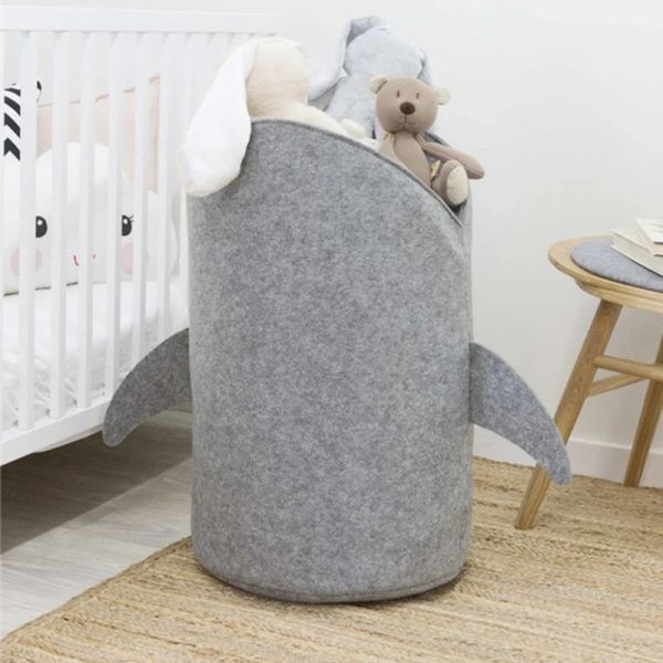 Paniers Grande capacité forme de requin panier de rangement jouets vêtements conteneur anti-poussière animal feutre sac à linge pour bébé enfants organisateur à la maison