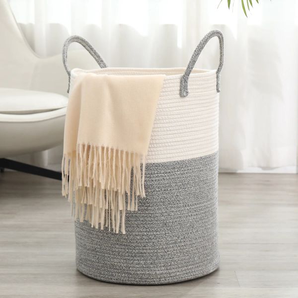 Grands paniers de rangement en corde de coton, couverture tissée, panier à jouets pour salle de bain, cadeau pour bébé, organisateur pour enfants, panier à linge pliable