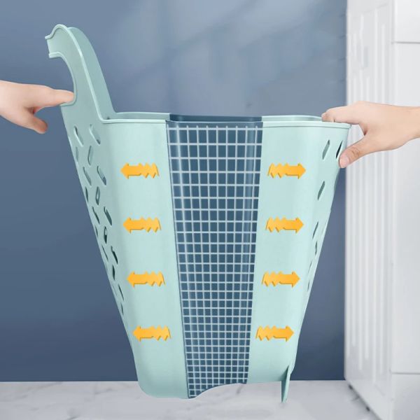 Paniers Mettez des vêtements Organisateur seau Panier à linge sale salle de bain portable pliant des vêtements sales rangement panier mural suspendu