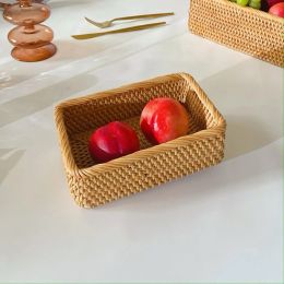 Manden rechthoekig voedsel opbergdoos huishouden handgemaakte rattan opslag mand natuurlijke eenvoud draaglijk voor keukenbenodigdheden