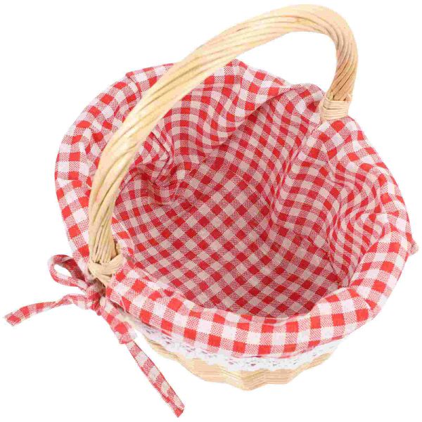 Pankets Zerodeko Little Red Riding Hood Panier à main Panier de pique-nique tissé Panier cadeau Panier de rangement en osier Linage intérieur Rangement