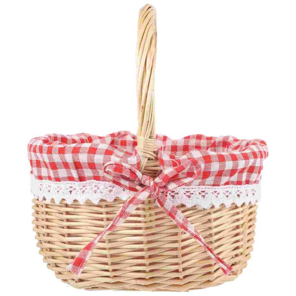 Pankets Zerodeko Little Red Riding Hood Panier à main Panier de pique-nique tissé Panier cadeau Panier de rangement en osier Linage intérieur Rangement