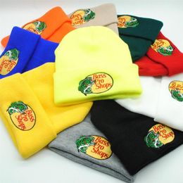 Bass Pro Shops Beanie Geborduurde gebreide muts Effen kleur Wol Outdoor Vrije tijd warme muts27407122400