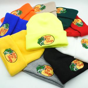 Bass Pro Shops Beanie geborduurde gebreide hoed vaste kleur wol buiten vrije tijd warme hoed