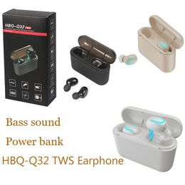 Bass Sound HBQ Q32 TWS 5.0 Bluetooth-oortelefoon EDR Headset IPX5 Waterdichte Mini Draadloze Oordopjes Draadloze Hoofdtelefoon Universeel voor smartphones