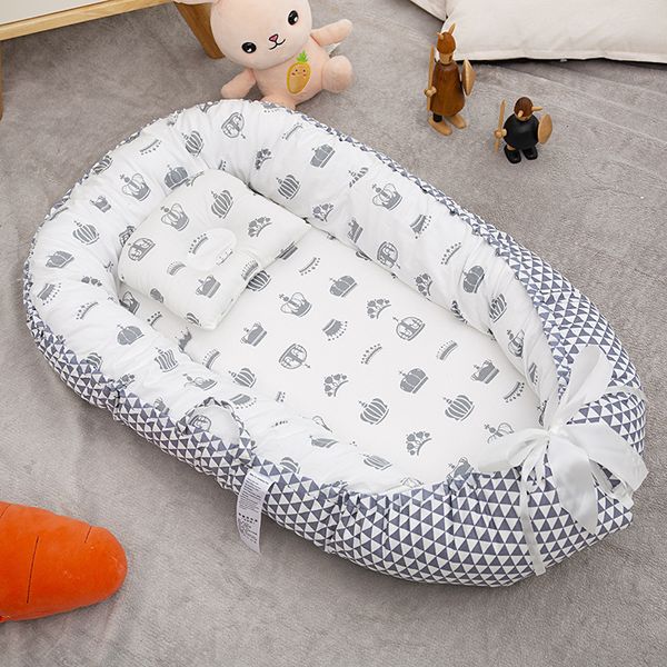 Bassinets Cradles 53x88cm Babynest Bed con almohada Baby Nest Travel Infant Toddler Cotton Cradle for born Cuna portátil Bassinet Bumper 230510