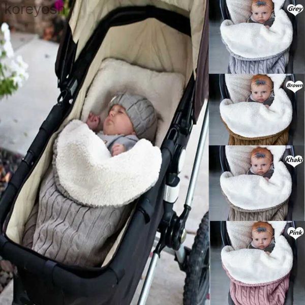 Berceaux Berceaux Nouveau-Né Bébé Hiver Poussette Wrap Couverture Chancelière Épais Chaud Tricot Crochet Swaddle Sacs De Couchage Enfant En Bas Âge Petit Bébé Sommeil SackL231016