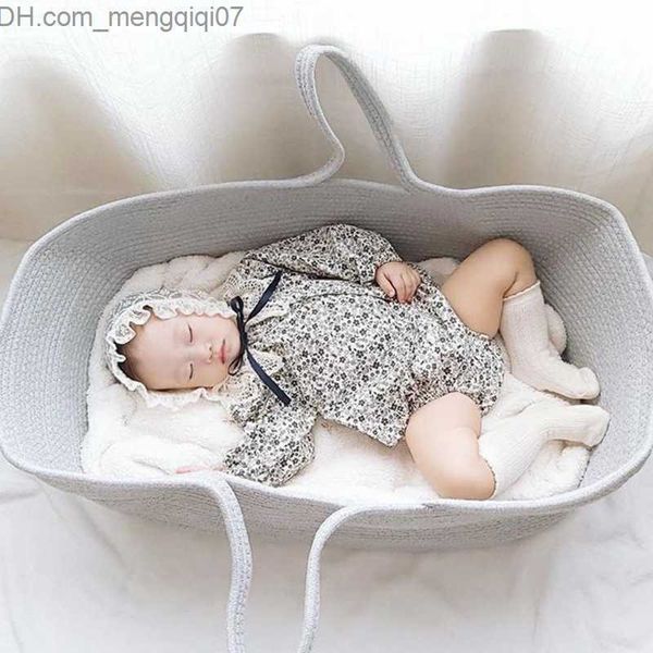 Berceaux Berceaux Portable Nouveau-né Sommeil Lit Berceau Bébé Panier Bébé Panier Coton Corde Tissé Bébé Lit Décoration Z230804