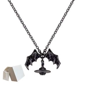 Collar de perlas de diseñador de murciélago, colgante de cuentas de Saturno, collar de diamantes de moda para mujer, regalo de joyería de pareja, murciélago perfecto