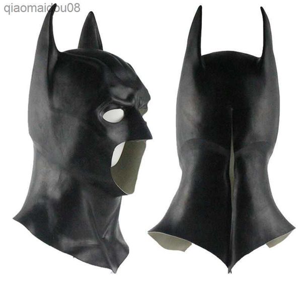 Masques de chauve-souris homme pleine tête masque Latex Dark Knight Cosplay chauves-souris masque Halloween fête L230704