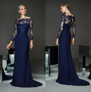 Bateau mère des robes de mariée dentelle appliques robe de soirée en satin ruché longueur de balayage élégante robe d'invité de mariage