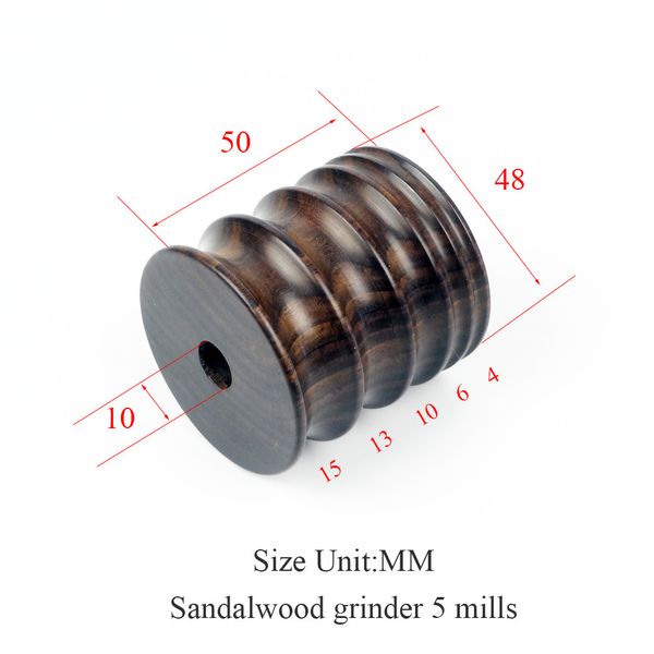 Baterpak Sandalwood Grinder 5 MILLS (4/6/10/13 / 15 mm) Brûleur en bois d'ébène, roue en bois polonais côté cuir