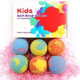 Bath 6pcs enfants bombes de bain faits à la main avec des jouets de surmpe à l'intérieur de l'huile essentielle naturelle drôle.