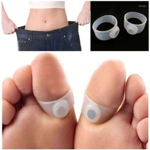 Juego de accesorios de baño, 1 par de silicona para masaje de pies, anillo magnético para el dedo del pie, salud grasa, mantiene el cuidado del masajeador de los pies