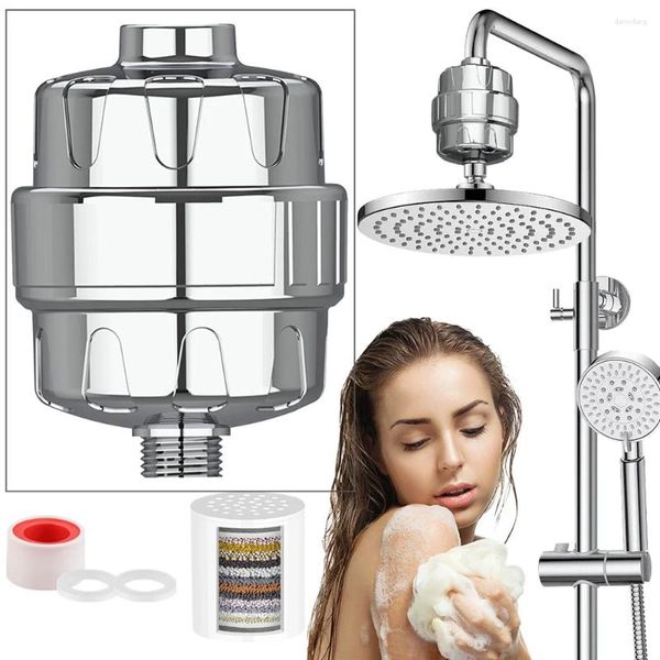 Juego de accesorios para baño, cabezal de ducha de 15 etapas, suavizante de filtro, cabezal de ducha de agua dura para baño