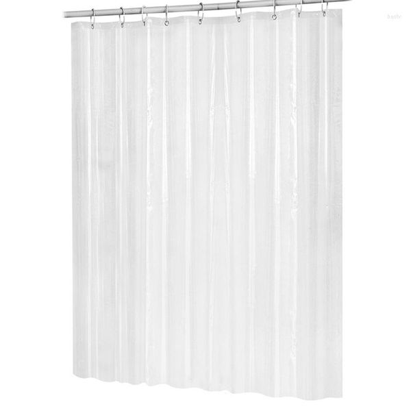 Ensemble D'accessoires De Bain 180Cmx180Cm En Plastique Peva Étanche Rideau De Douche Transparent Blanc Clair Salle De Bains De Luxe Avec Crochets