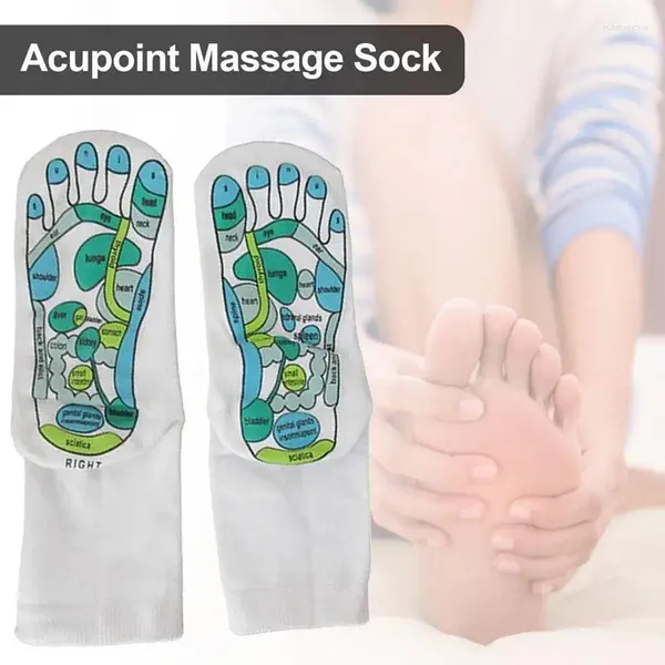 Set de accesorio de baño 1 Pair Foot Massage Acupressure Calcetines con palo completo Inglés Punto de reflexología de pies cansados