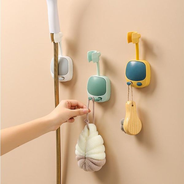 Ensemble d'accessoires de bain 1pc 360ﾰ support de pommeau de douche support de pommeau de douche auto-adhésif réglable support de montage mural salle de bain universel ABS ménage