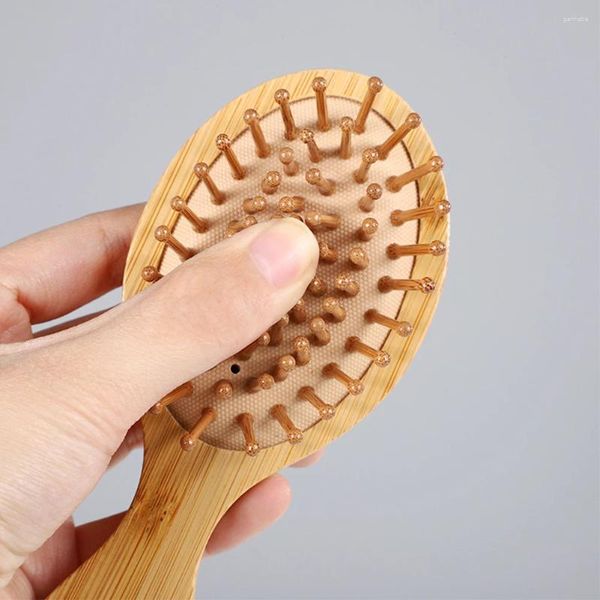 Juego de accesorios para baño, cepillo de pelo de madera de bambú, cojín de paleta saludable profesional, cepillo de masaje para pérdida, peine para el cuidado del cuero cabelludo, 1 ud.