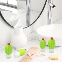 Ensemble d'accessoires de bain, bouteille distributrice de voyage en Silicone, Design de Cactus mignon, conteneur de toilette de taille 1.69/3.38oz, 1 pièce, accessoires