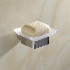 Ensemble d'accessoires de bain 1 pièces Durable solide en acier inoxydable SUS304 porte-savon de salle de bain avec verre moderne lisse miroir carré
