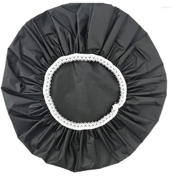 Juego de accesorios de baño, gorro de ducha impermeable para el hogar, pelo elástico para natación, 1 Uds., negro