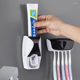 Ensemble d'accessoires de bain 2/4/5 pièces, porte-brosse à dents automatique, aspiration collante, anti-poussière, presse-dentifrice, distributeur mural de salle de bain