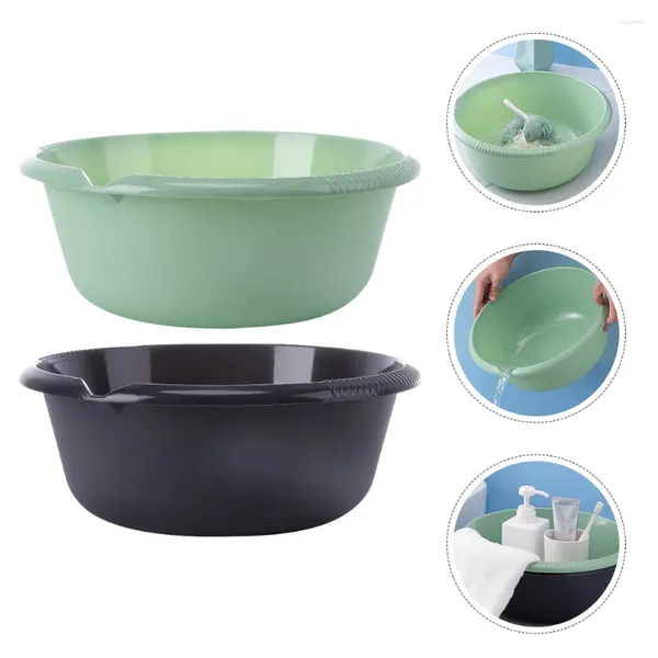Ensemble d'accessoires de bain 2 pcs bassin de lavage en plastique Nettoyage cuisine portable grand bol de lavage main
