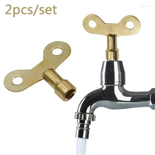 Conjunto de accesorios de baño 2 piezas de hemorragia llave cuadrada llaves del grifo del grifo de agua radiator de latón de latón