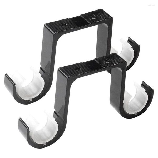 Juego de accesorios para baño, 2 uds., soportes dobles para barra de cortina, soportes para montaje en techo, aleación de aluminio, color negro