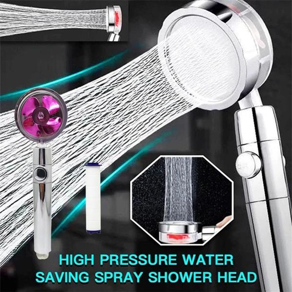 Juego de accesorios para baño, cabezal de ducha eléctrico de 360 °, flujo de ahorro de agua giratorio con ventilador pequeño, boquilla rociadora de alta presión para lluvia ABS, baño S311W