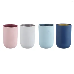 Badaccessoire set 4 pc's beker tumbler tandborstels eenvoudige wasbekers drinkbadkamer mondwater mok