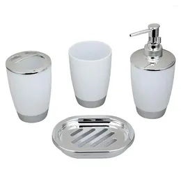 Ensemble d'accessoires de bain 4pcs Dispensateur de salle de bain Supplies Brosse à dents Brosse de brosse à toilette Brosse de feuille de toilette Lavage pratique