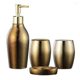 Badaccessoireset 4 stks/partij Nordic Golden Keramische Wassen Badkameraccessoires Zeepdispenser Tandenborstelhouder Benodigdheden