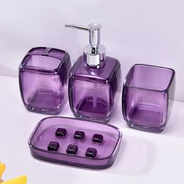 Ensemble d'accessoires de bain 4 pièces violet accessoires de salle de bain porte-brosse à dents savon vaisselle Lotion distributeur rince-bouche tasse 230628