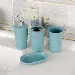 Ensemble d'accessoires de bain 4 pièces/ensemble accessoires de salle de bain paille de blé avec porte-brosse à dents gobelet distributeur de savon