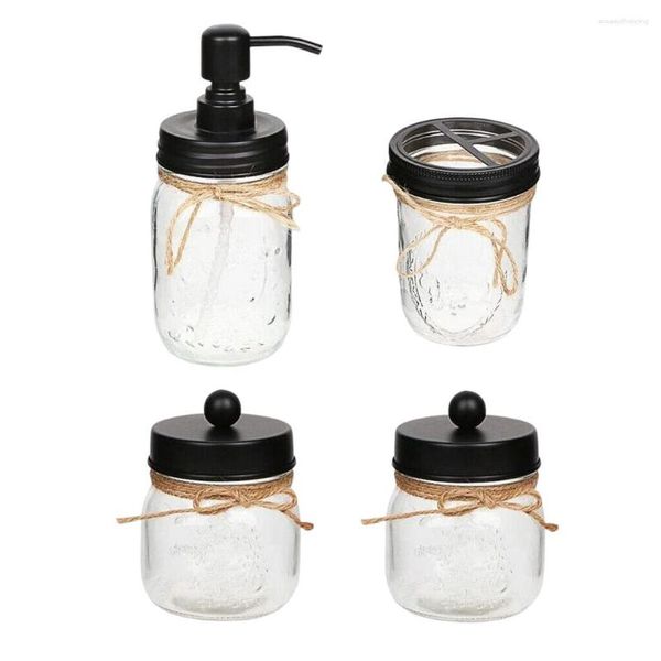 Ensemble d'accessoires de bain 4 pièces/ensemble distributeur de salle de bain maison El dortoir salle de bain support de toilette lavage à la main Gel douche pots de nettoyage argent