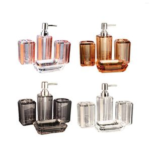 Badaccessoireset 4x badkameraccessoires Clear Lotion fles Toilet Tandborstel Cup Soap Dispenser voor huishoudelijk EL Decor