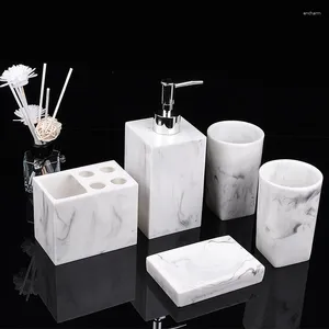 Ensemble d'accessoires de bain 5 PCS ACCESSOIRES DE SALLE ACCESSOIRES MARBRE Looks pour comptoir des toilettes Decor Decor Stuff imitée Kits en résine imités