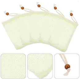 Badaccessoireset 5 PCS Soap Mesh Bag Soaps Bubble Foaming Net Small Bar Pouch