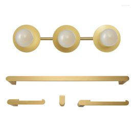 Juego de accesorios para baño, baño todo en uno de latón mate de 5 piezas con lámpara de tocador de 3 luces de 20" 91004400