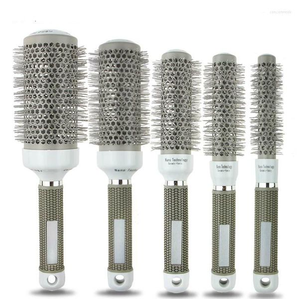 Ensemble d'accessoires de bain 5 tailles en céramique fer peigne rond brosse à cheveux brosses de coiffure professionnelles résistant aux hautes températures style de curling